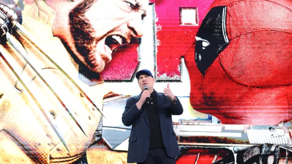 Kevin Feige on a stage during a Disney event in Brazil