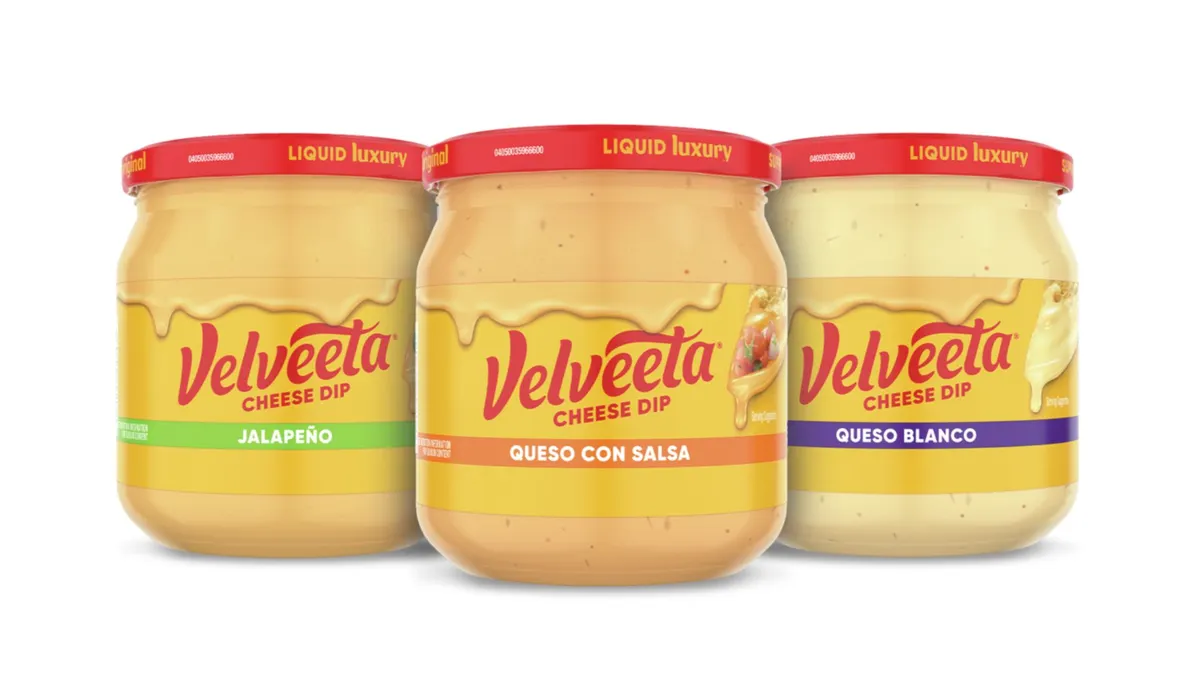 Kraft Heinz's recently launched Velveeta Queso in a jar.