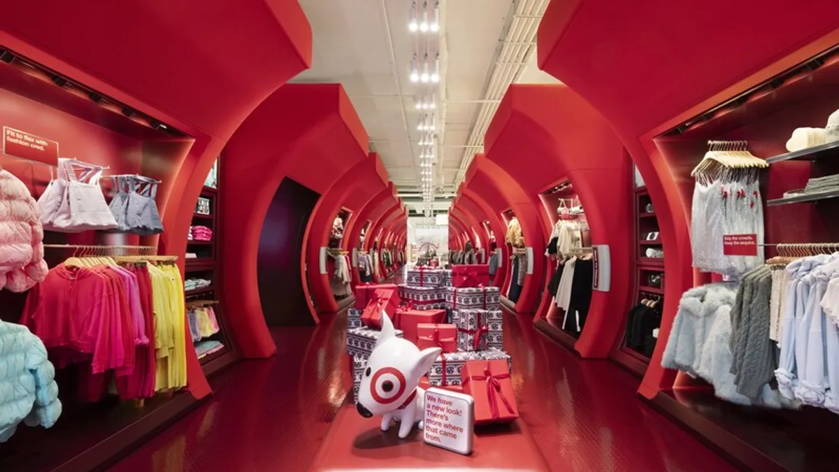 Red circular Target store interior in New York City