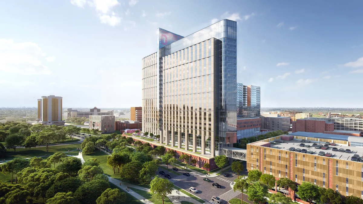 A rendering of the new hospital that will be constructed on Ohio State's campus.