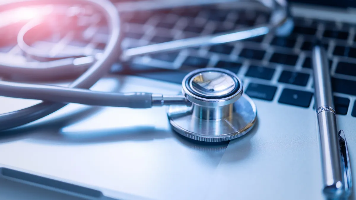 Stethoscope and keyboard