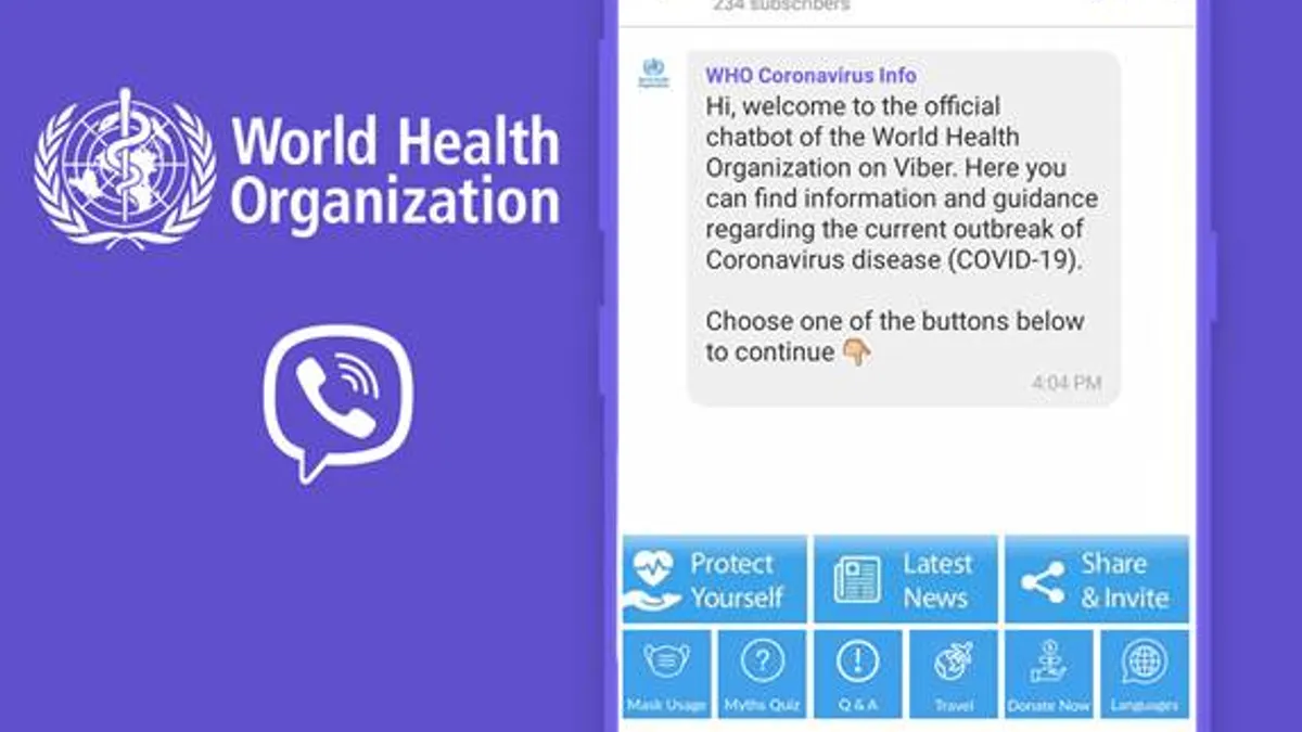 Rakuten Viber teams with WHO on COVID-19 chatbot