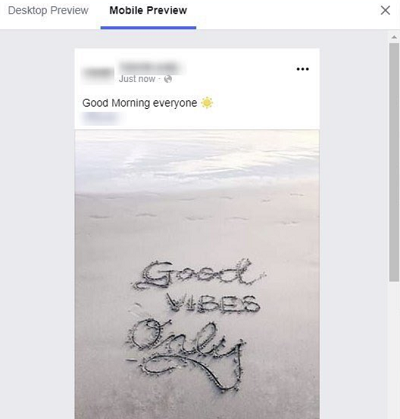 Facebook post preview example