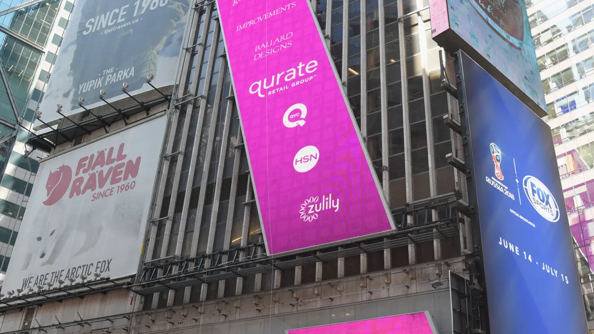 Qurate Retail Group logo in Times Square