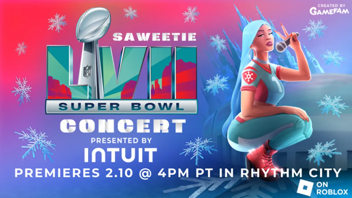 promotional photo of an Intuit-NFL sponsored concert in Roblox