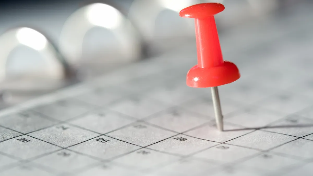 pin on calendar out of focus