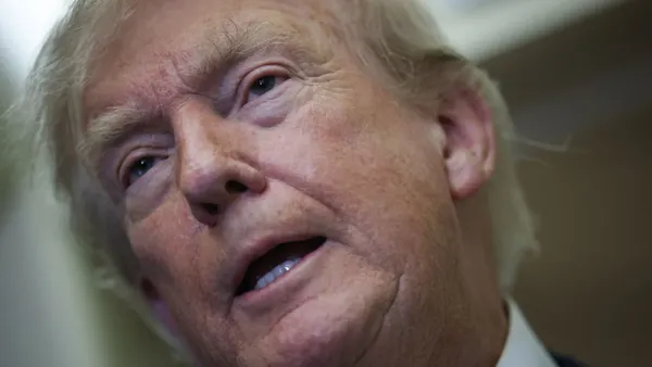 President Donald Trump speaks to media members on Air Force One on July 8, 2026.