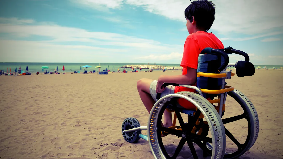 Boy in wheelchair