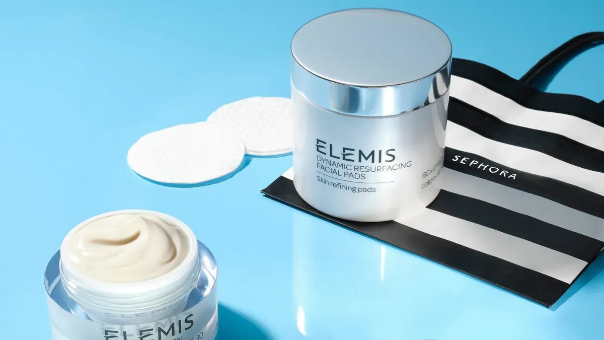 Three jars of Elemis products.