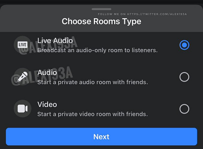 Facebook audio room