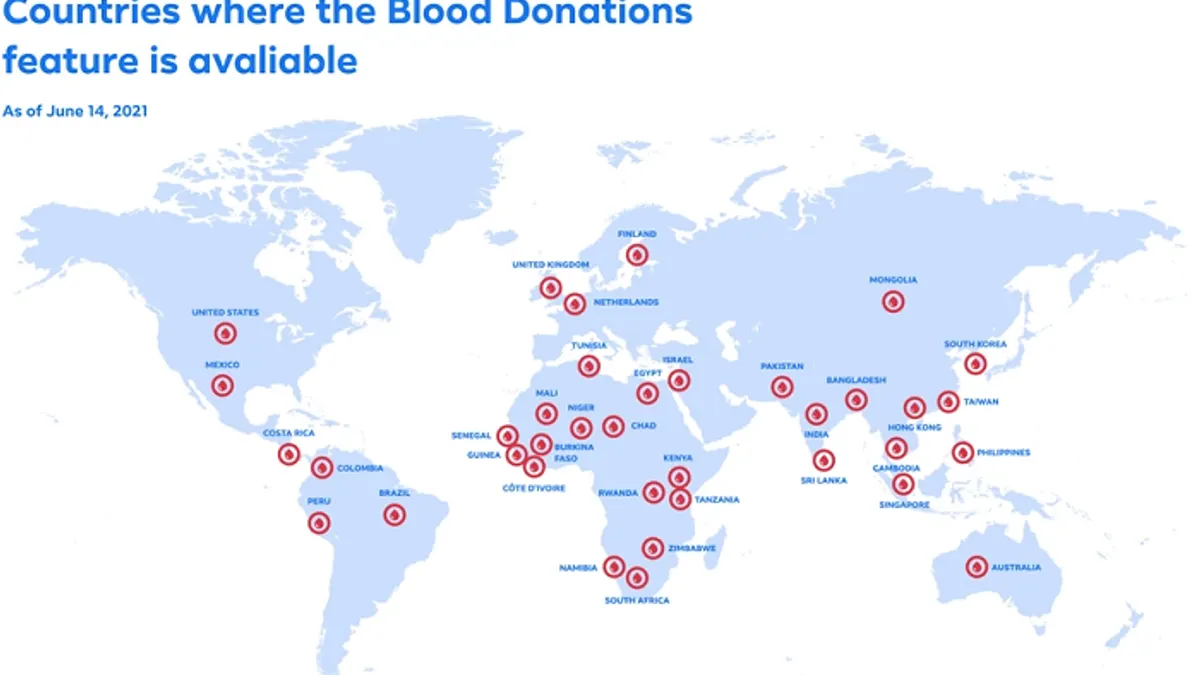 Facebook blood donations
