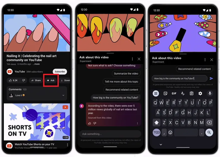 YouTube chatbot