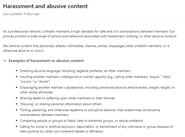 LinkedIn policies