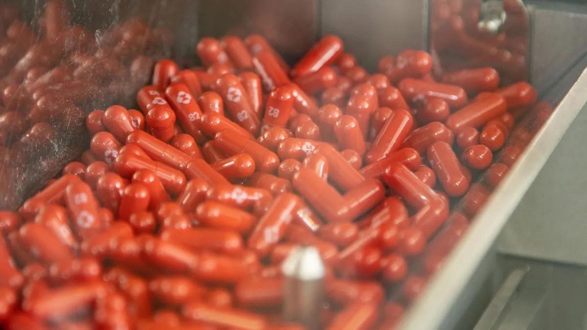 A photo of Merck & Co. and Ridgeback's molnupiravir being manufactured.