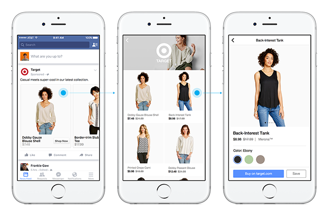 An example of a Facebook Canvas ad [screenshots]