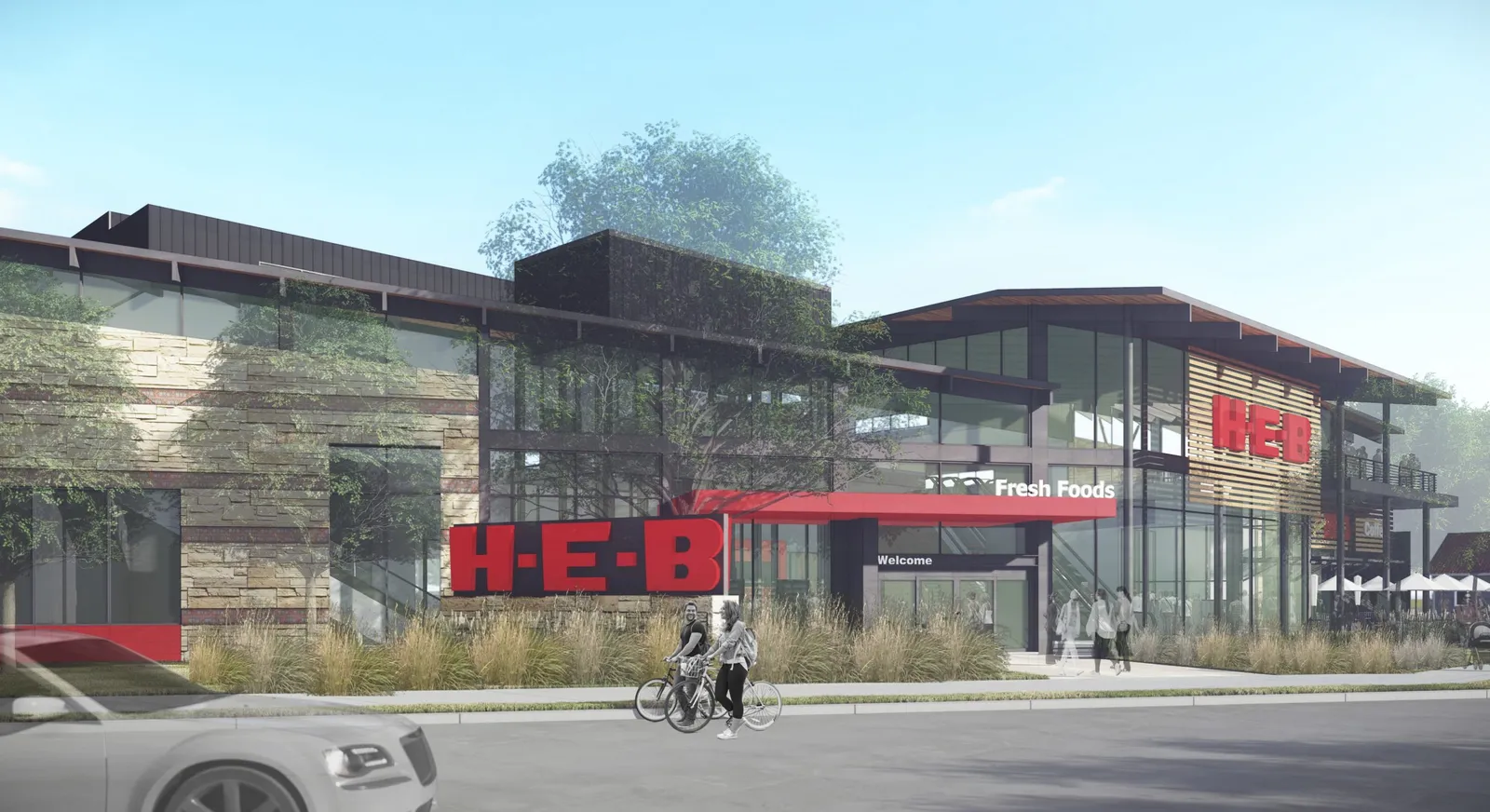 Rendering of an H-E-B grocery store.