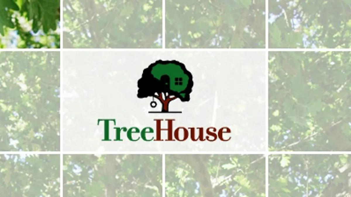 TreeHouse Foods logo with green squares around it