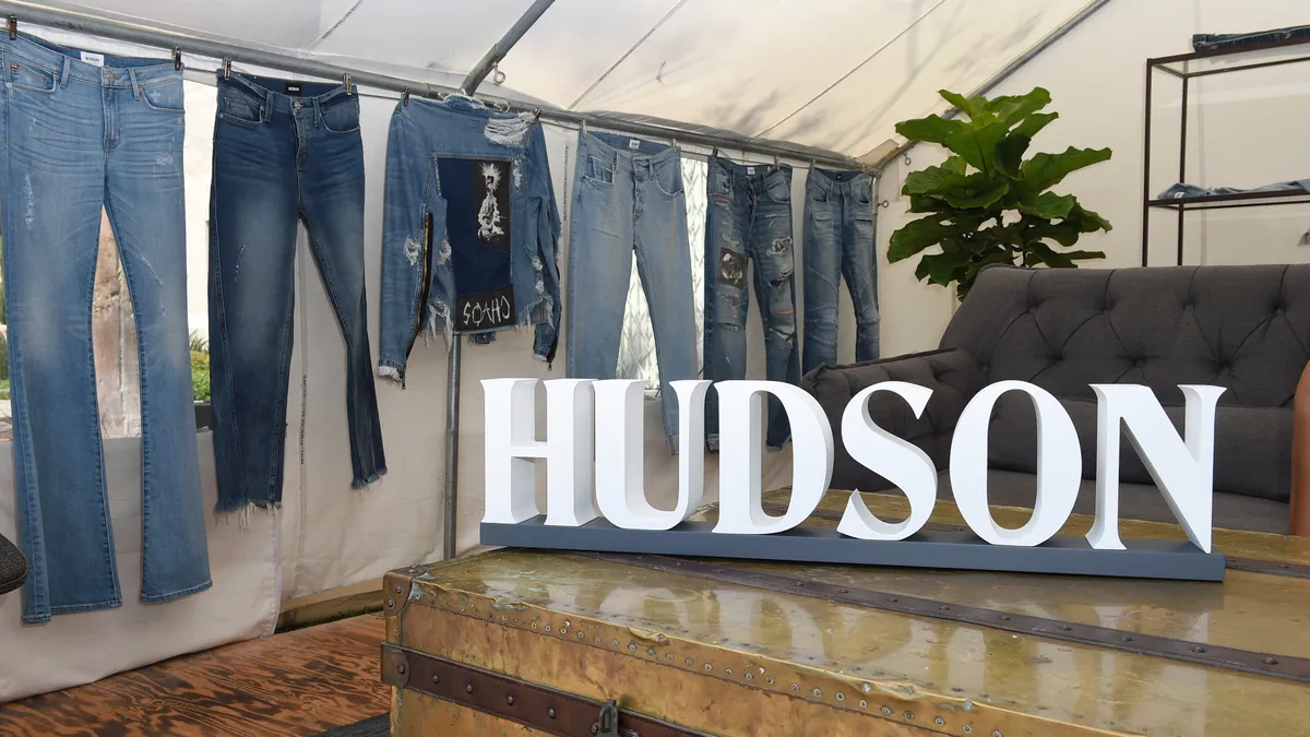 A denim display with the word Hudson in the foreground.