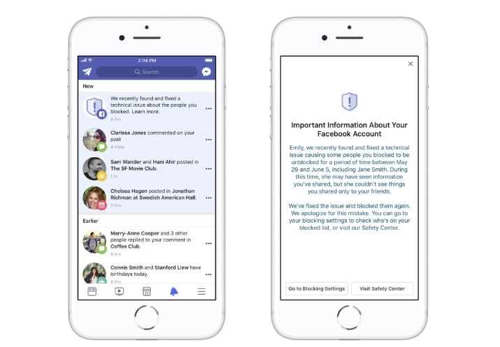 Facebook Messenger privacy error message