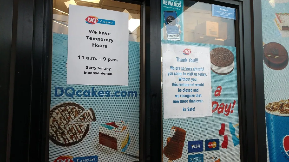 A DQ in Logan, Ohio during the coronavirus pandemic