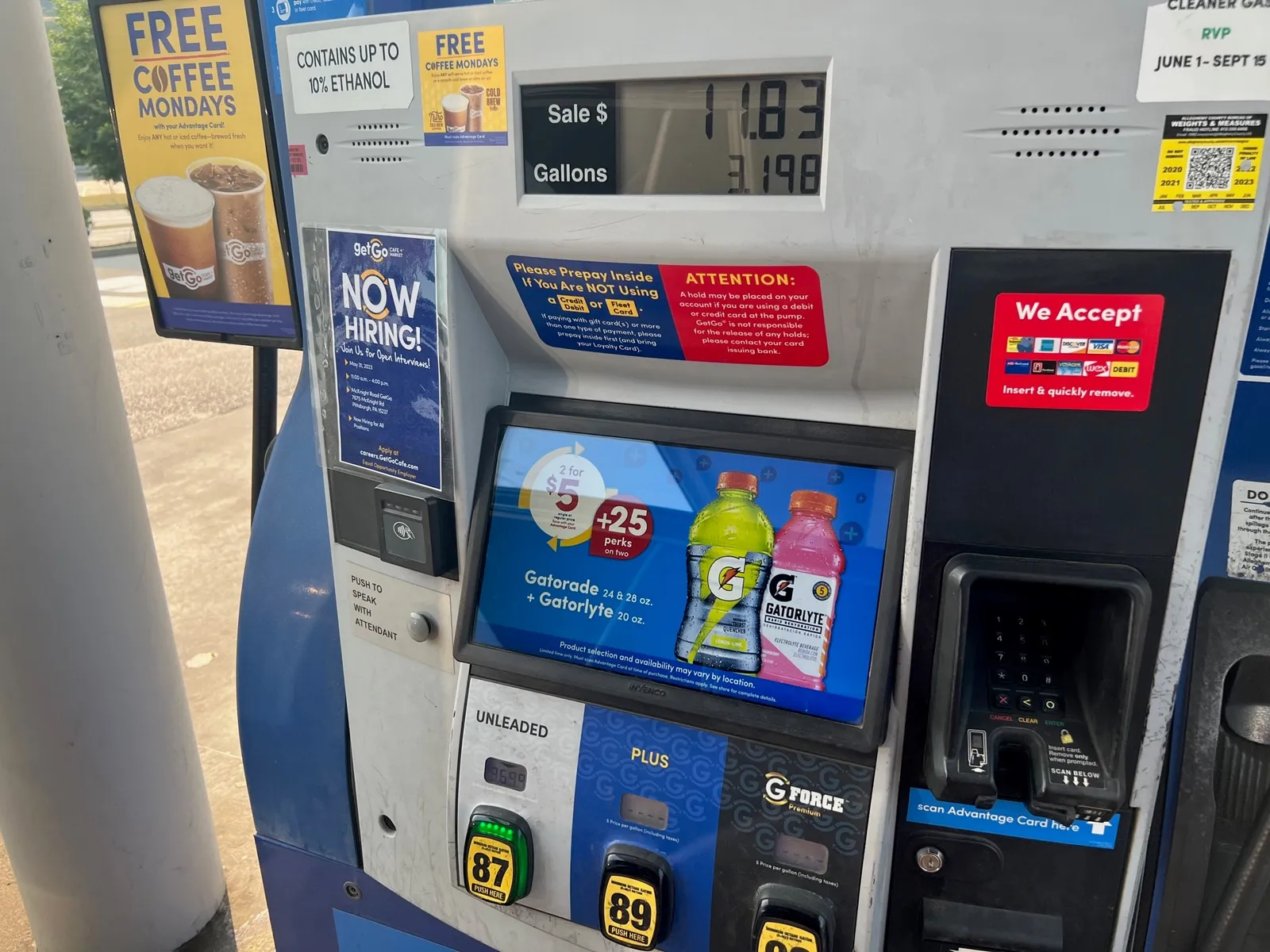 Giant Eagle ad on gas station pump screen