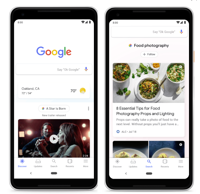 Google's new Discover layout