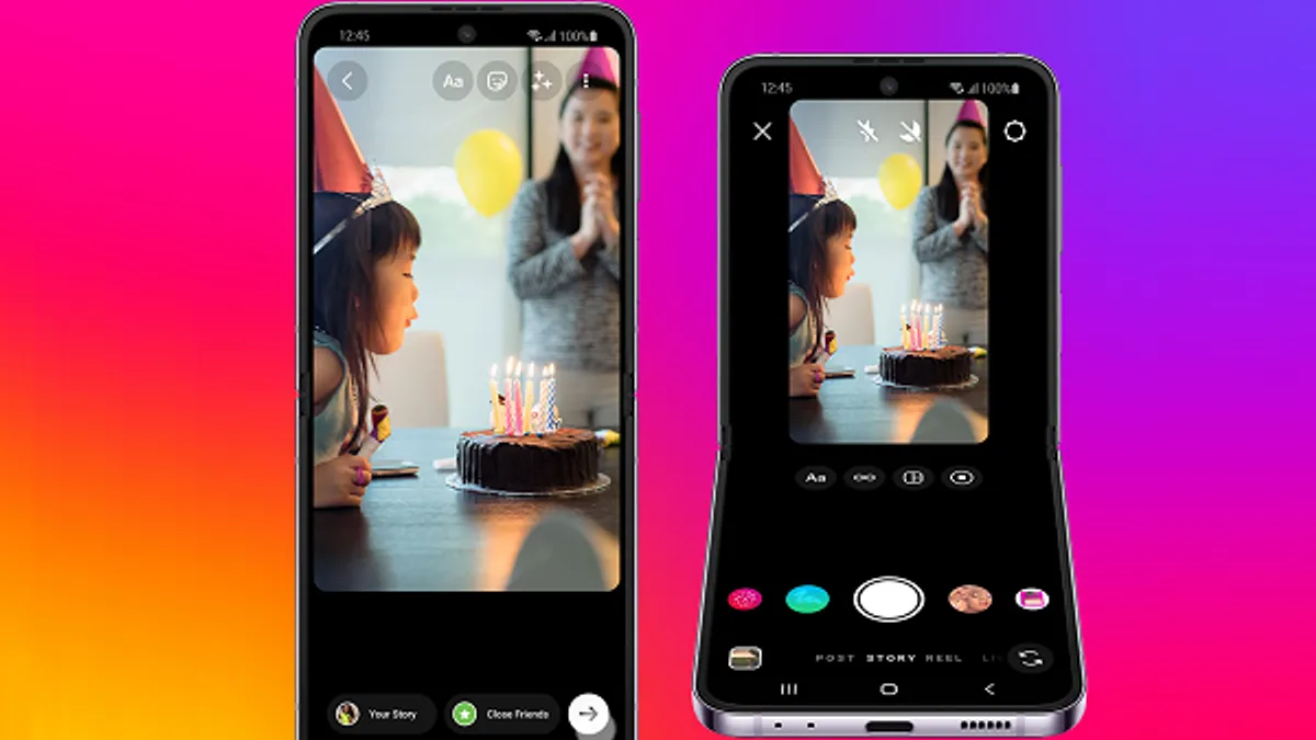 Instagram recording on Samsung flip phones