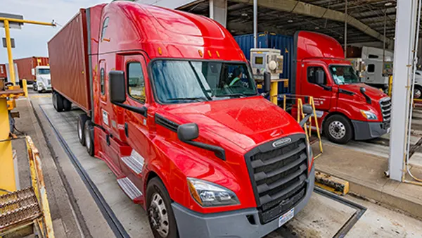 A red zero-emissions truck.