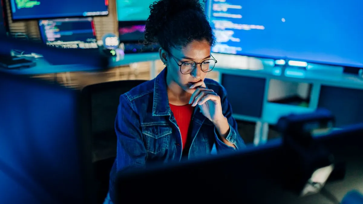 person on computer