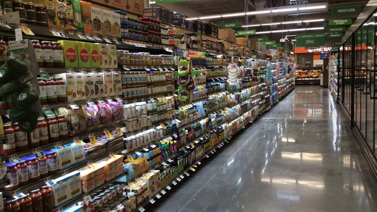 Lit shelves in Giant Food store