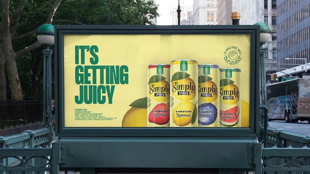 A billboard containing an advertisement for Simply Spiked Seltzer.