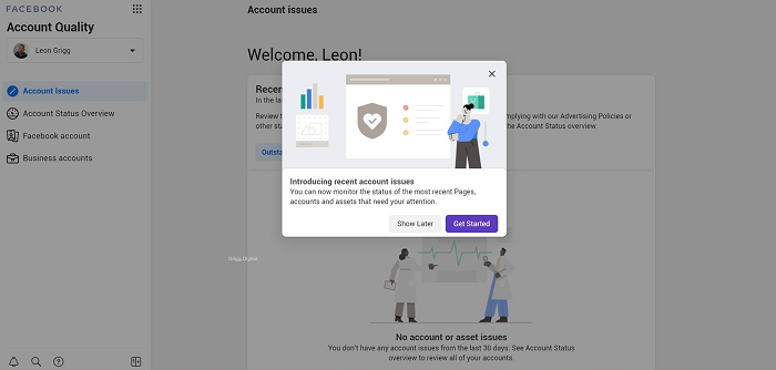 Facebook issues dashboard