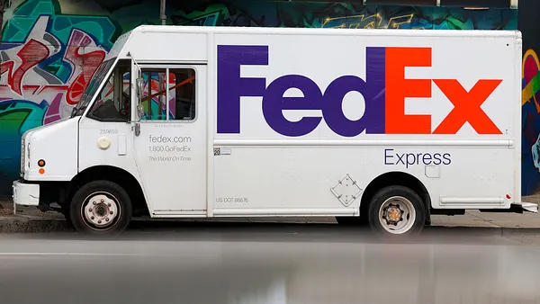 A FedEx truck is parked in North Beach neighborhood on June 23, 2026 in San Francisco, California.