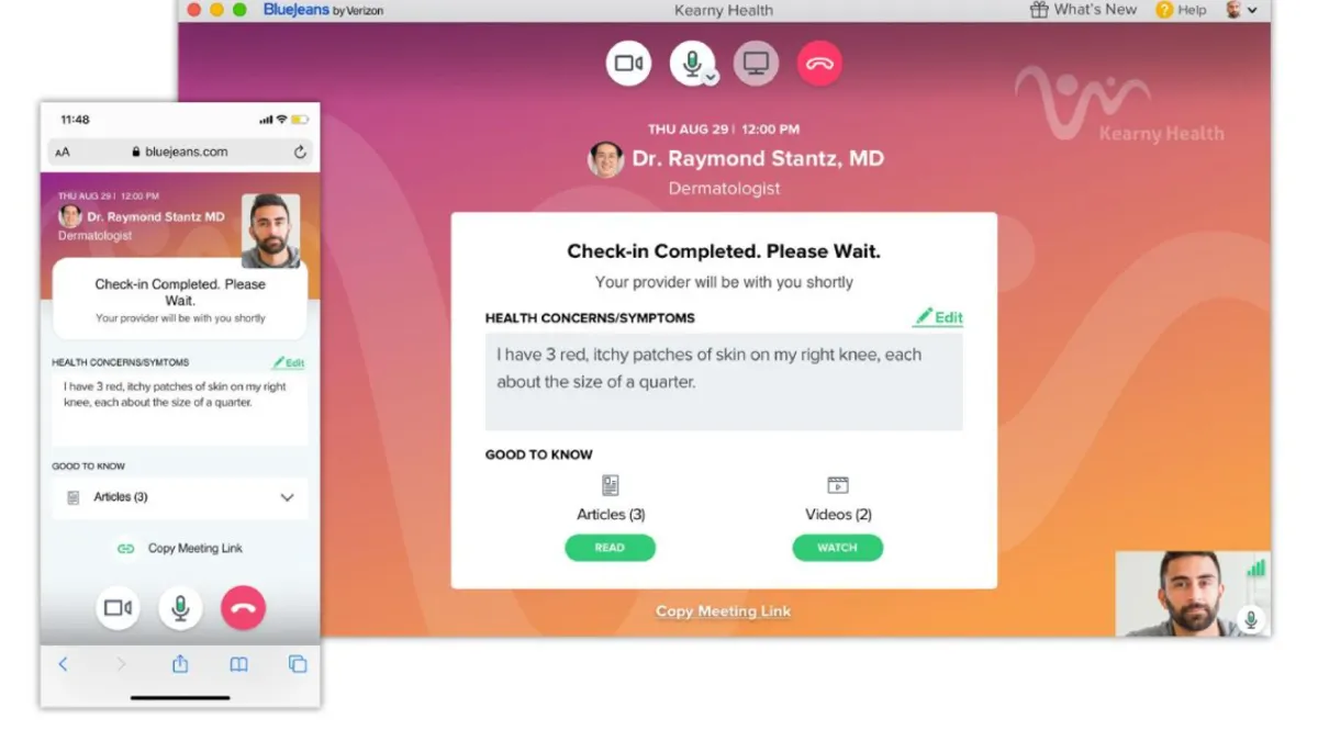 Screenshot of Verizon's new BlueJeans telehealth platform landing page