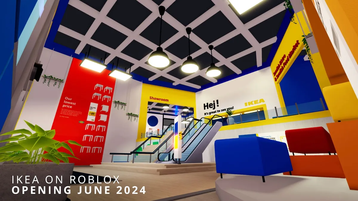 A screen grab of the interior of Ikea's Roblox store.