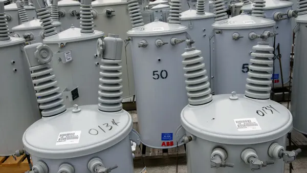 New electrical transformers at a Pacific Gas & Electric storage facility.