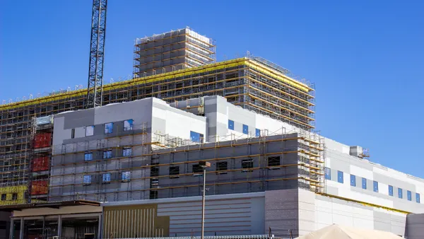 New Massive Medical Hospital Under Construction With Large Crane