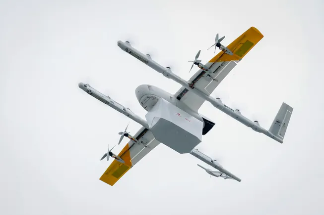 Wing drone in flight during a Lowe's pilot