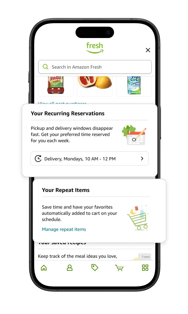 Phone Screen of Amazon&#x27;s Recurring Reservations feature