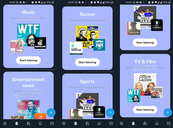 Twitter Spaces channels