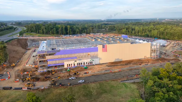 Aerial view of a data center under construction in Ashburn, Va.