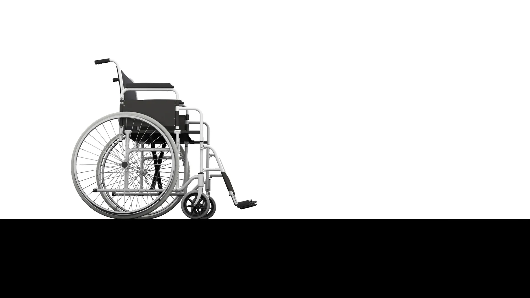 Wheelchair profile view black and white