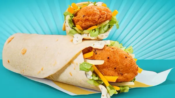 An image of two chicken wraps from McDonald's