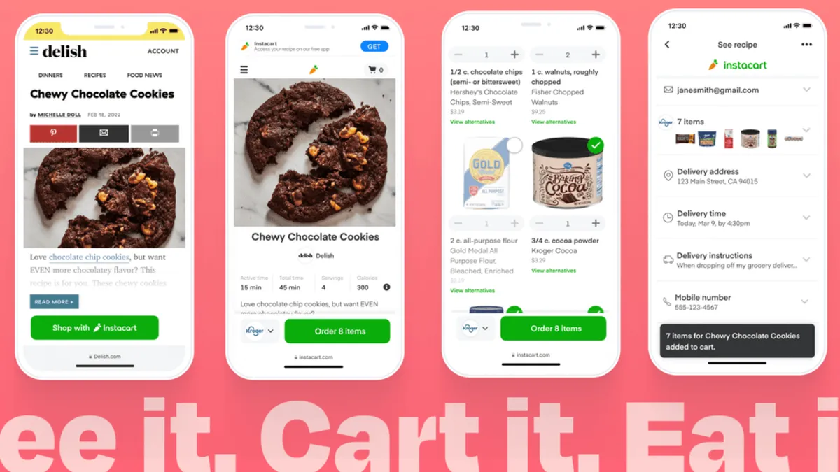 Instacart's shoppable recipe integration with TikTok and Hearst