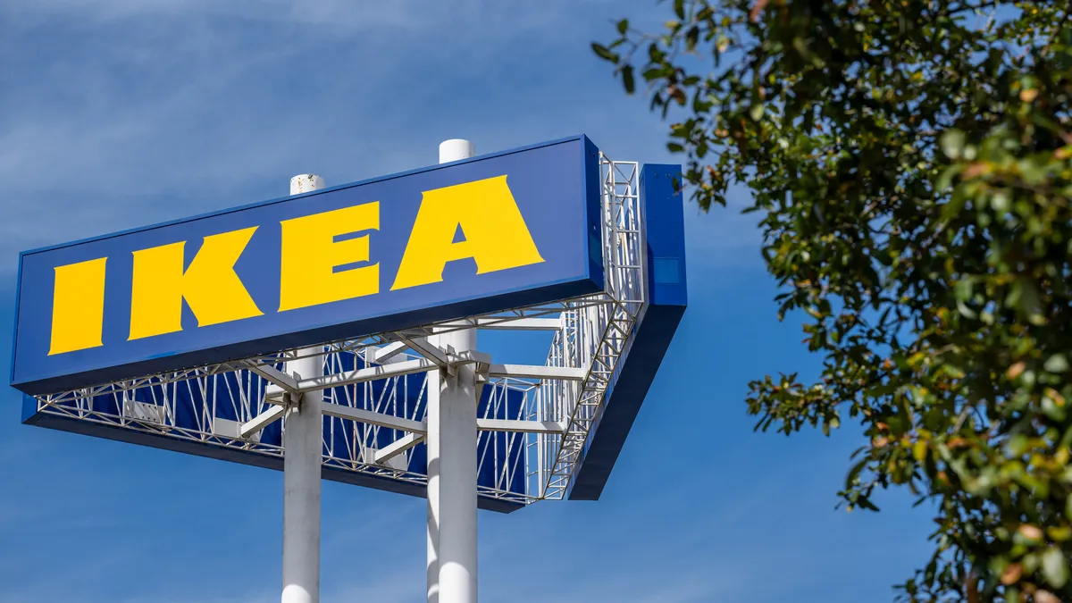 A sign for an Ikea furniture store is seen on February 26, 2024 in Round Rock, Texas.