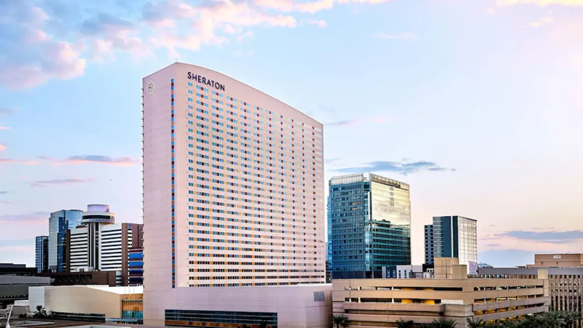 An exterior view of the Sheraton Phoenix Downtown hotel.