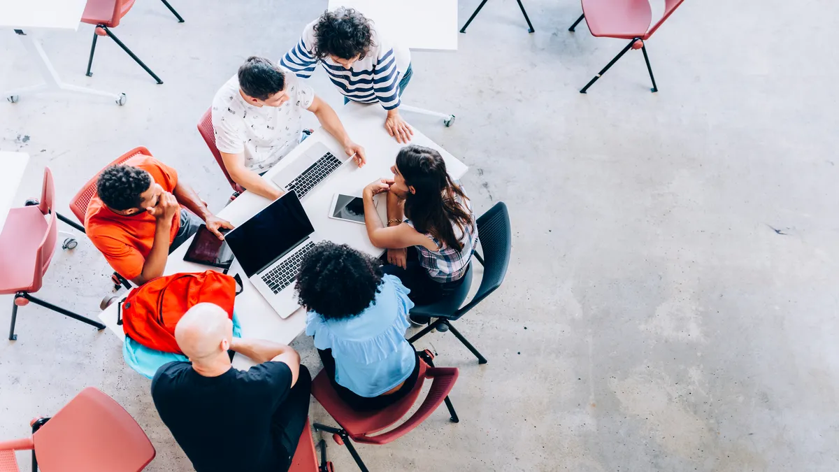 College students studying together