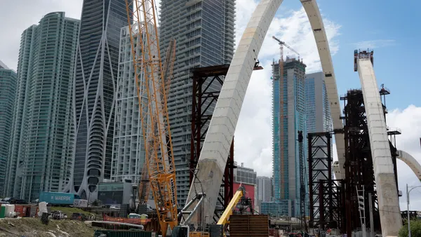 Construction work continues on the Signature Bridge project