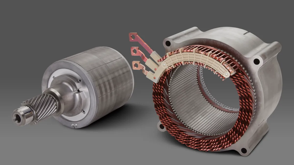 The internal components of an Ultium Drive electric vehicle motor developed by General Motors.