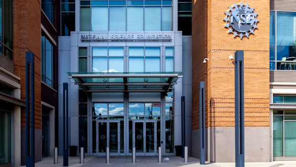 The entrance to the National Science Foundation's building.